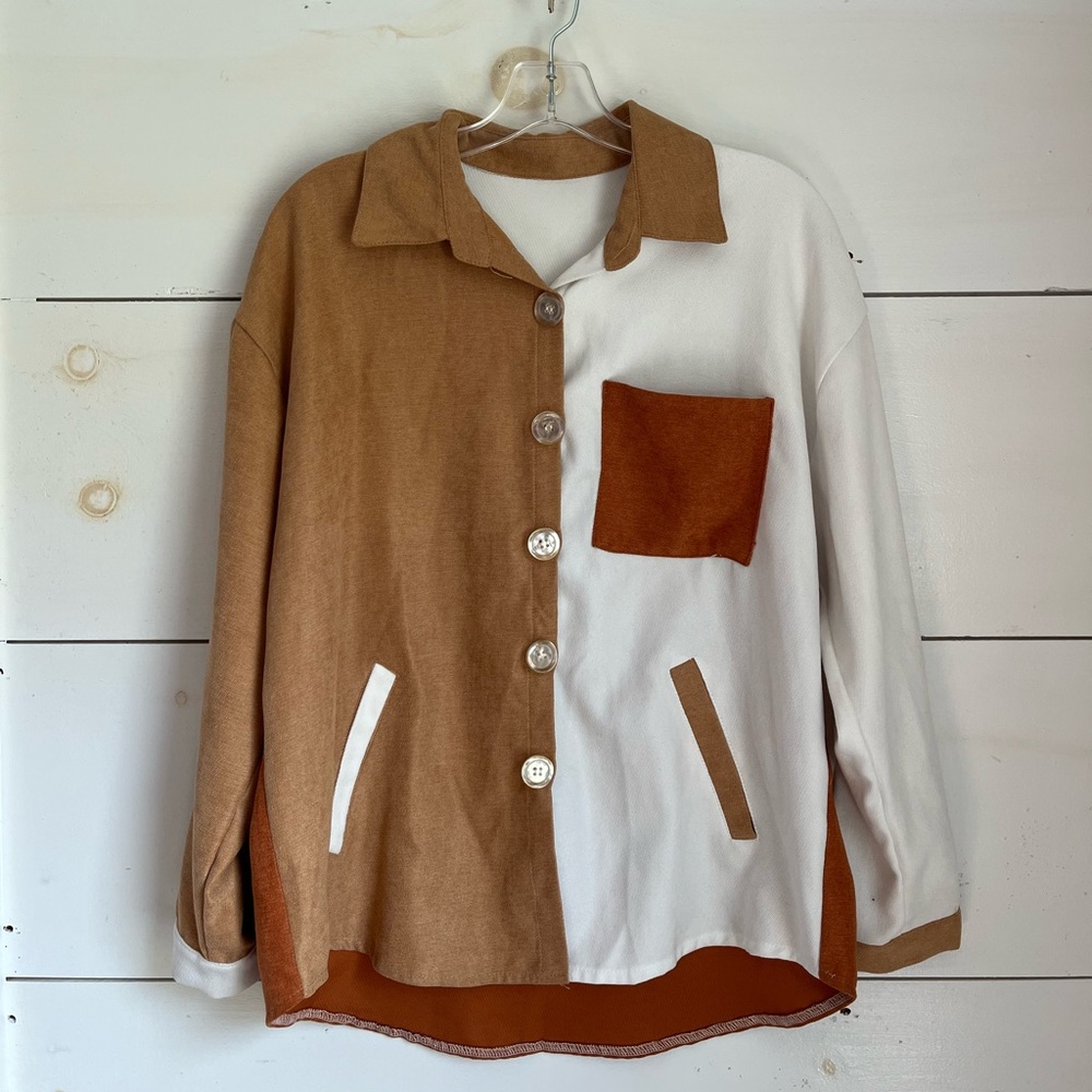 Womens Color block button up